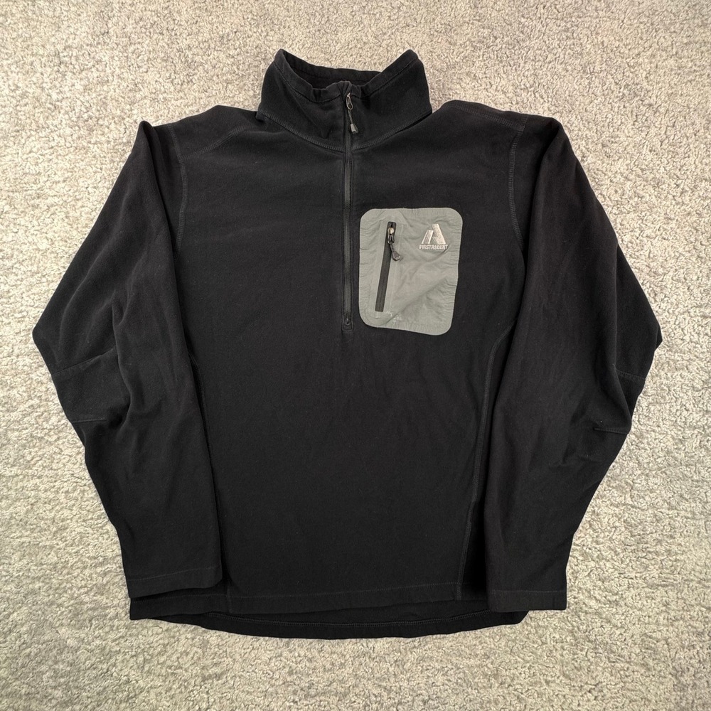 Eddie Bauer First Ascent Mens Black Fleece 1/4‎ Zip Pullover Jacket Medium